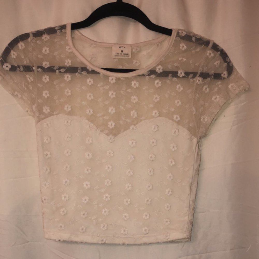 floral white crop top